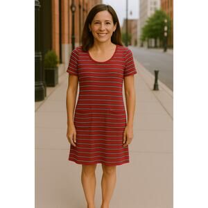 T By Talbots Striped Dress Womens Size XS Pockets Modal Athleisure Casual